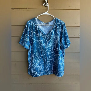Chico's Short Sleeve Tee - Size XL - Floral, Cotton, Summer